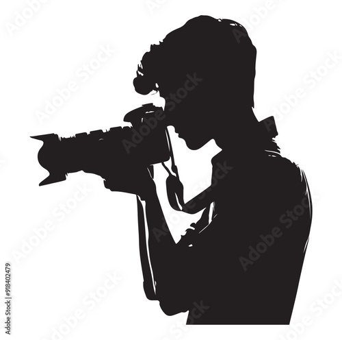 Photographer illustration silhouette isolated on transparent.