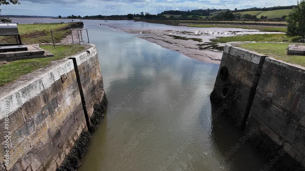 4K Video of Canal Lock Opening into Scenic Estuary 4K Video of Canal Lock Opening into Scenic Estuary