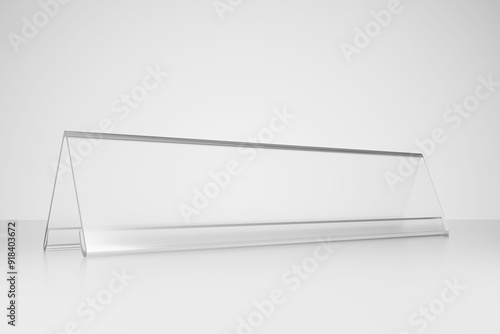 Mockup of Transparent Acrylic Tent Card Holder / Name Plate - 3D Illustration