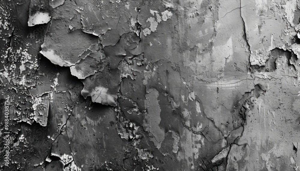 Detailed texture of cracked and peeling paint on an aged concrete surface Detailed texture of cracked and peeling paint on an aged concrete surface