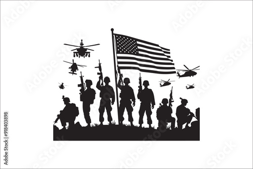 Silhouettes of Army Combat Soldiers, soldiers Vector Silhouette. Veteran Soldier vector. 