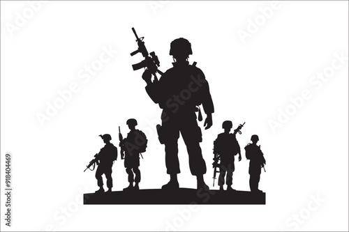 Silhouettes of Army Combat Soldiers, soldiers Vector Silhouette. Veteran Soldier vector. 