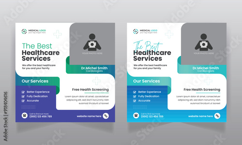 Medical healthcare social media banner design and web banner template