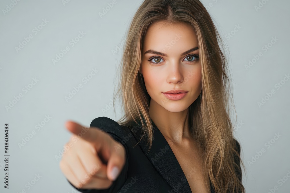 custom made wallpaper toronto digitalWoman with Blonde Hair and Black Blazer Pointing at Viewer