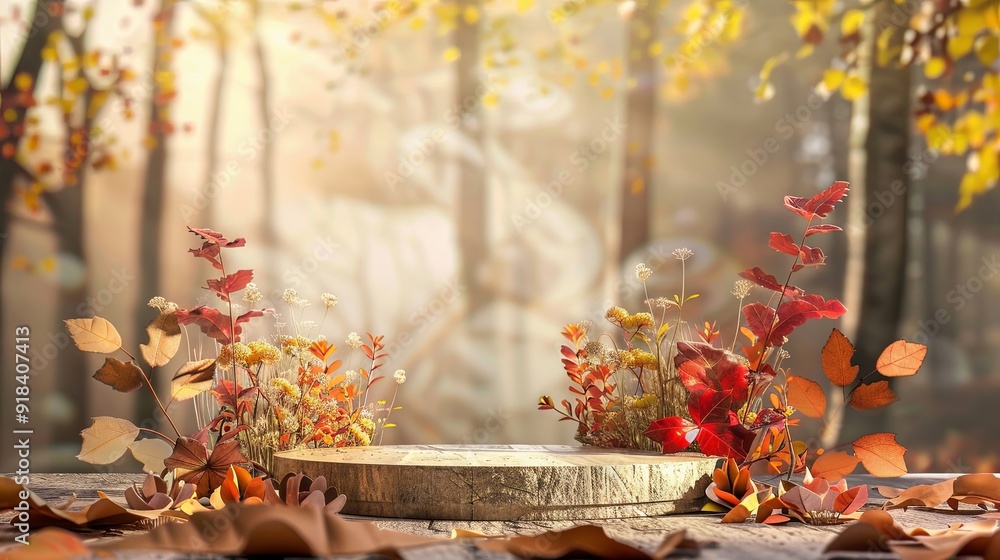 Autumn podium background with pumpkins and leaves
Autumn podium background with pumpkins and leaves