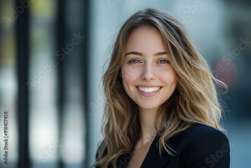 Portrait of a Smiling Woman with Blonde Hair