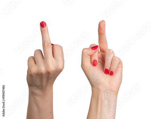 Bild auf Leinwand fuck rude gesture, sign with middle finger isolated on white background, transpa