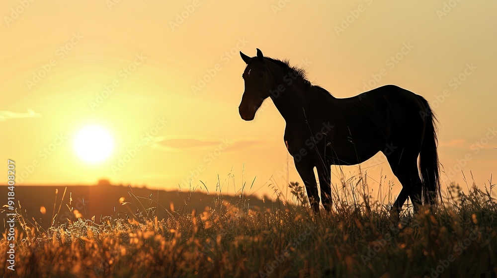 Horse silhouette at sunset Horse silhouette at sunset