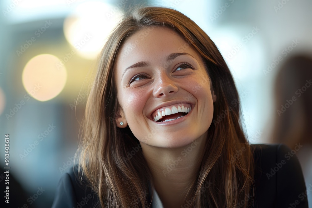 Portrait of a Woman with Long Brown Hair Smiling Portrait of a Woman with Long Brown Hair Smiling