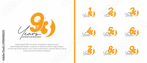 anniversary logo style set with yellow color can be use for celebration moment