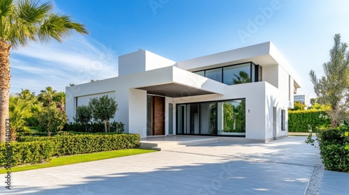 Bright and airy modern villa with a spacious front entrance and ample text space