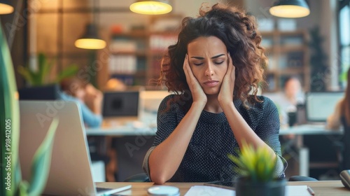 Stress at work. Feel exhausted, burnout and lack of focus.