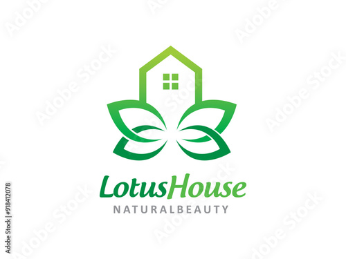 Lotus and House logo symbol or icon template