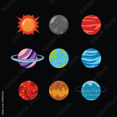 Solar system planet illustration vector graphic