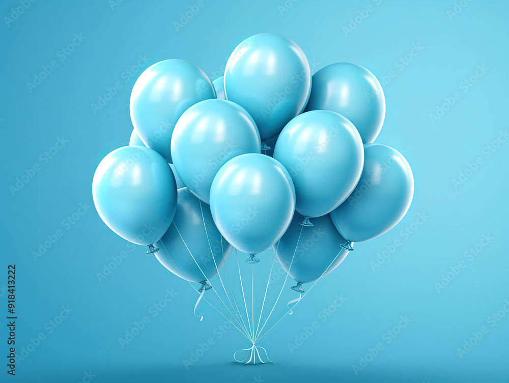 Matte Balloons On A Blue Background Matte Balloons On A Blue Background