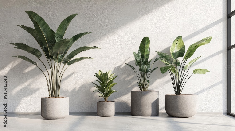 Obraz premium collection of ornamental plants in pots