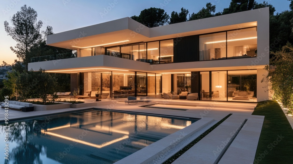 Contemporary villa with a sleek design and clear space for adding text Contemporary villa with a sleek design and clear space for adding text