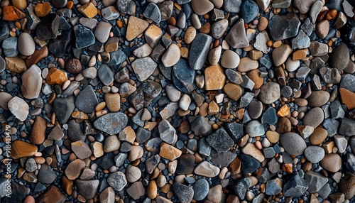 Diverse collection of smooth pebbles on a riverbed during daylight