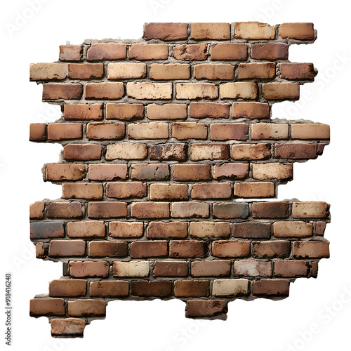 brick wall background isolated on white background