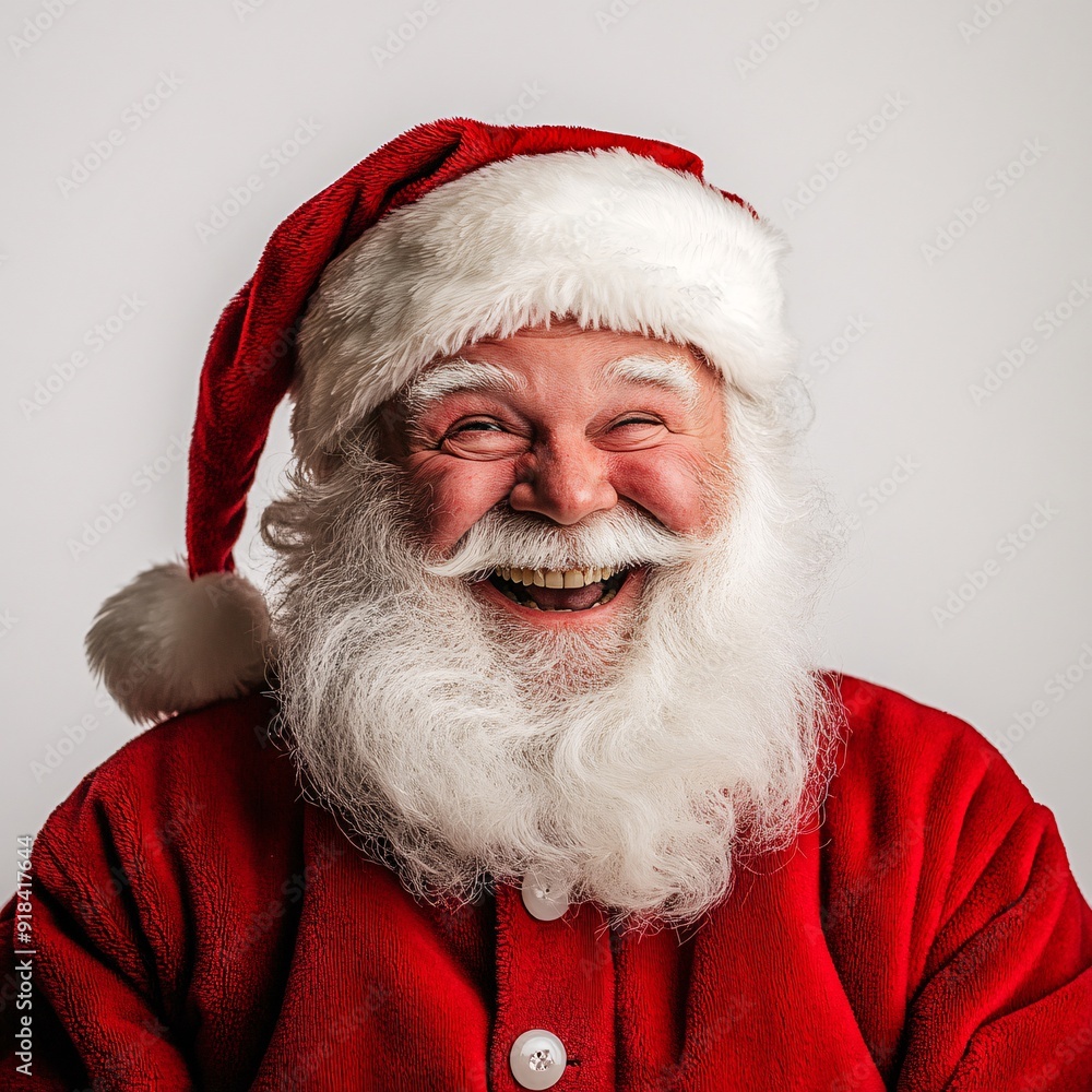 Naklejka premium Santa Claus Laughing Happily: A Joyful and Festive Holiday Moment