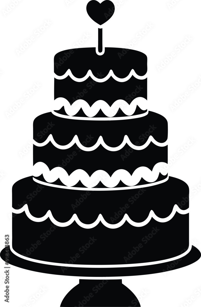 birthday and wedding cake silhouette illustration birthday and wedding cake silhouette illustration