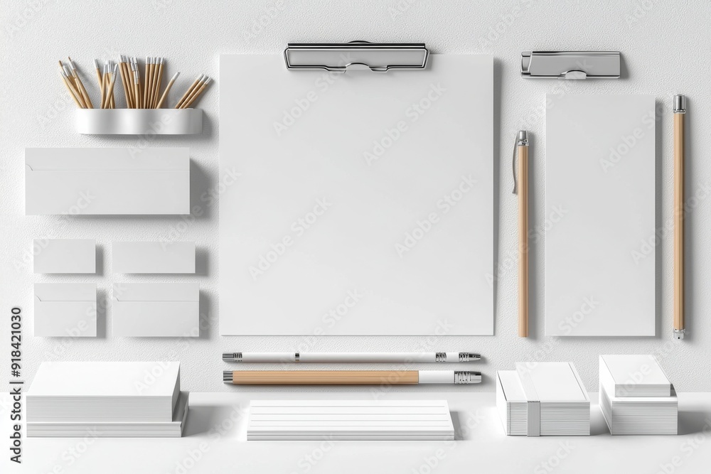 Realistic blank stationery set mockup isolated created with generative ai Realistic blank stationery set mockup isolated created with generative ai