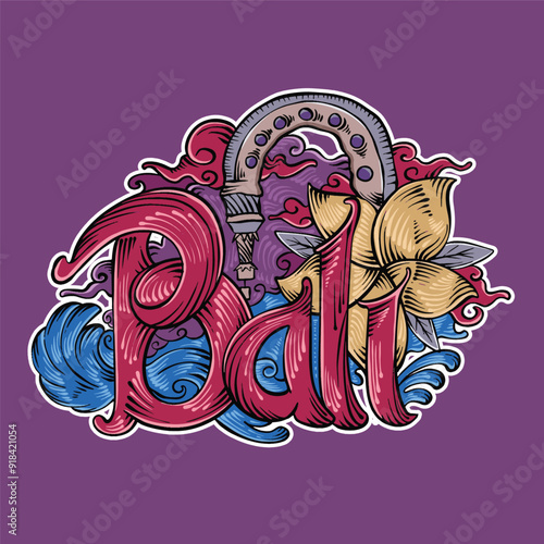 Bali Island Colorful Logo Vector