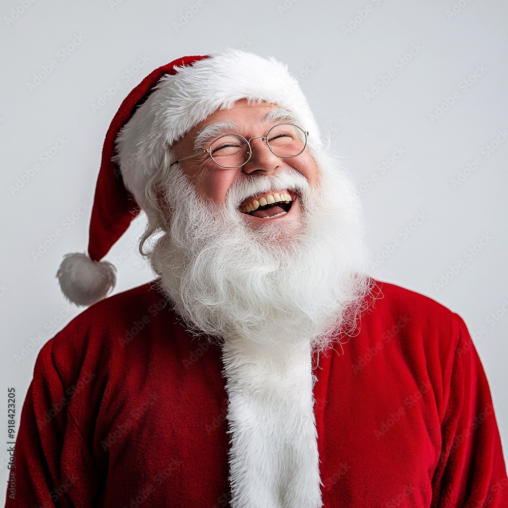 Naklejka premium Santa Claus Laughing Happily: A Joyful and Festive Holiday Moment