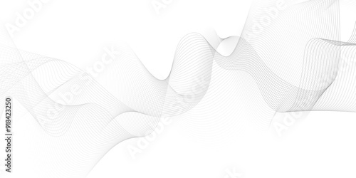 Abstract grey wavy lines Digital frequency track equalizer background. Curved wave smooth stripe seamless pattern. Wave lines created using blend tool. graphic design template banner business wave.