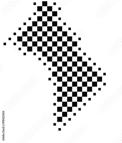 Abstract Map of Washington, District of Columbia (US) showing the territory with a pattern of black squares like a chessboard