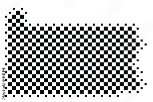 Abstract Map of the State Pennsylvania (US) showing the territory with a pattern of black squares like a chessboard