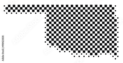 Abstract Map of the State Oklahoma (US) showing the territory with a pattern of black squares like a chessboard