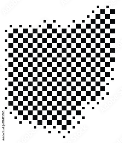 Abstract Map of the State Ohio (US) showing the territory with a pattern of black squares like a chessboard
