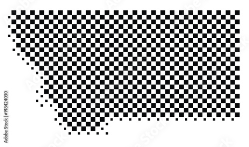 Abstract Map of the State Montana (US) showing the territory with a pattern of black squares like a chessboard