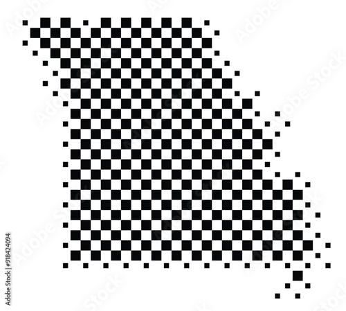 Abstract Map of the State Missouri (US) showing the territory with a pattern of black squares like a chessboard