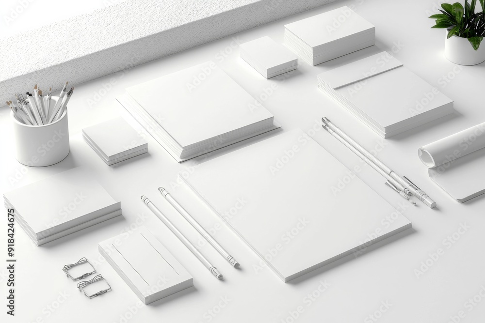 Realistic blank stationery set mockup isolated created with generative ai Realistic blank stationery set mockup isolated created with generative ai