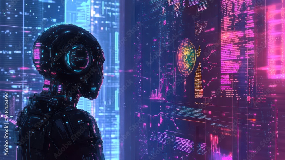 Fototapeta premium AI technology banner artificial intelligence based on data science and innovation in internet cyberspace