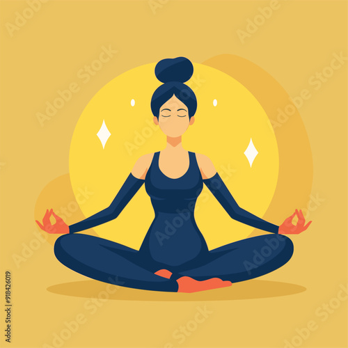 Wallpaper Mural Flat vector illustration of a woman meditating in a calm, relaxed pose.
 Torontodigital.ca