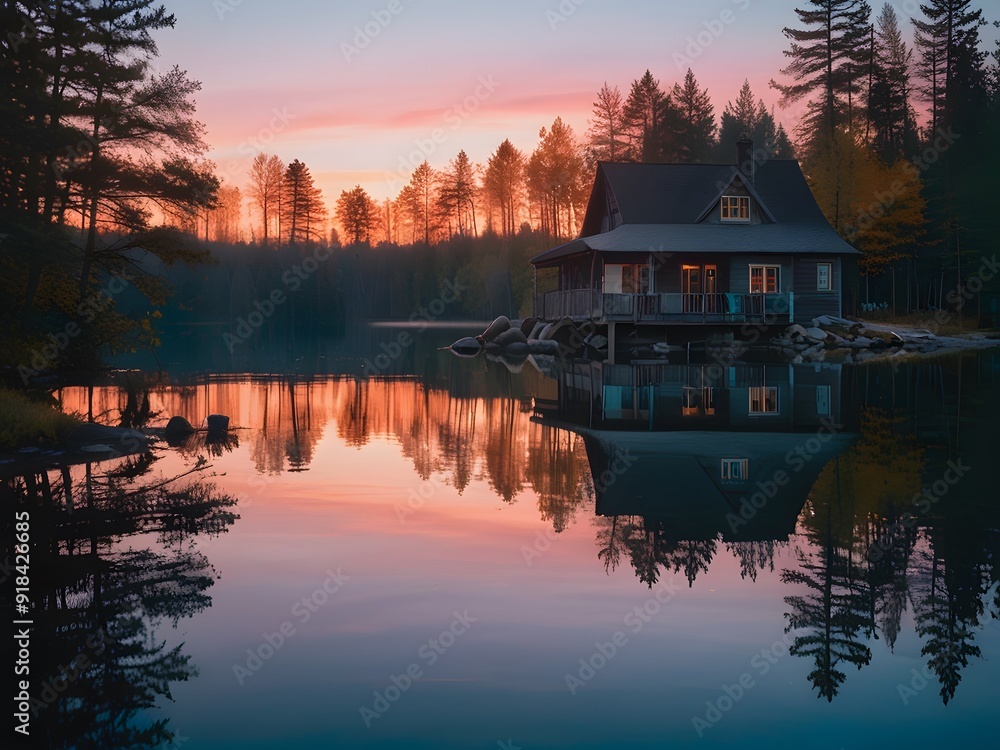 Fototapeta premium sunrise over the lake