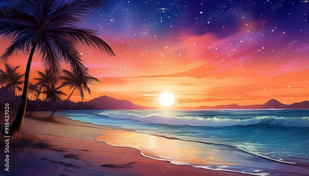 美しい海辺の背景イラスト 美しい海辺の背景イラスト
