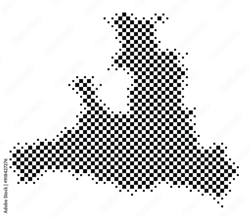 Abstract Map of the Bundesland Salzburg (AT) showing the territory with a pattern of black squares like a chessboard Abstract Map of the Bundesland Salzburg (AT) showing the territory with a pattern of black squares like a chessboard