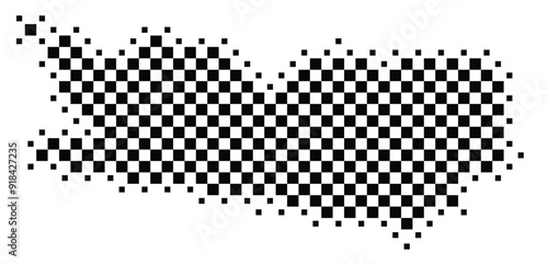 Abstract Map of the Bundesland Kaernten (AT) showing the territory with a pattern of black squares like a chessboard