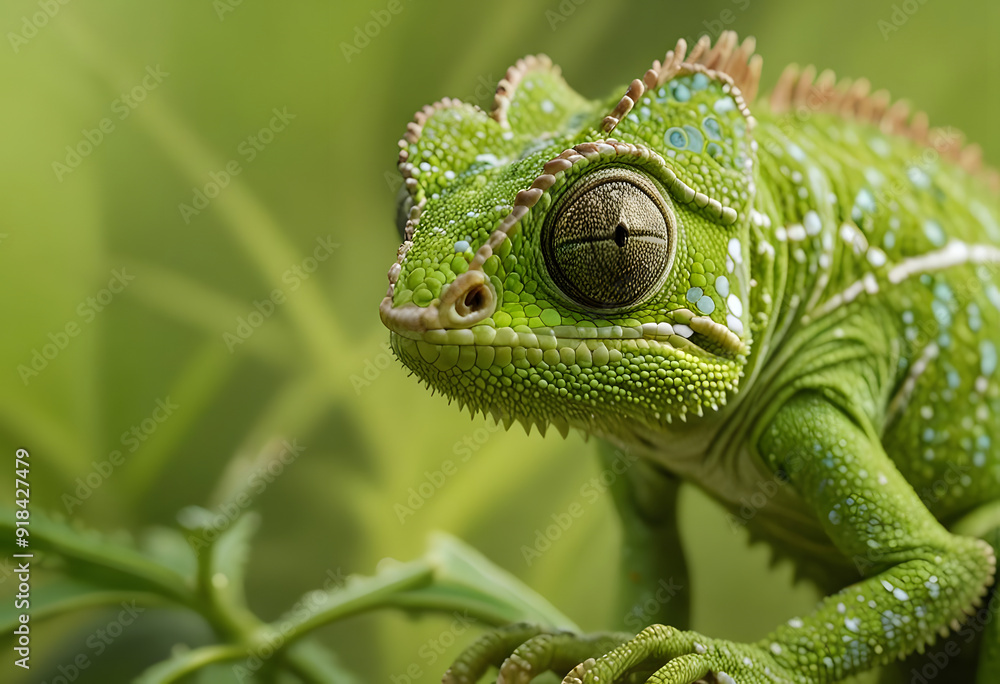 Fototapeta premium green chameleon on a branch