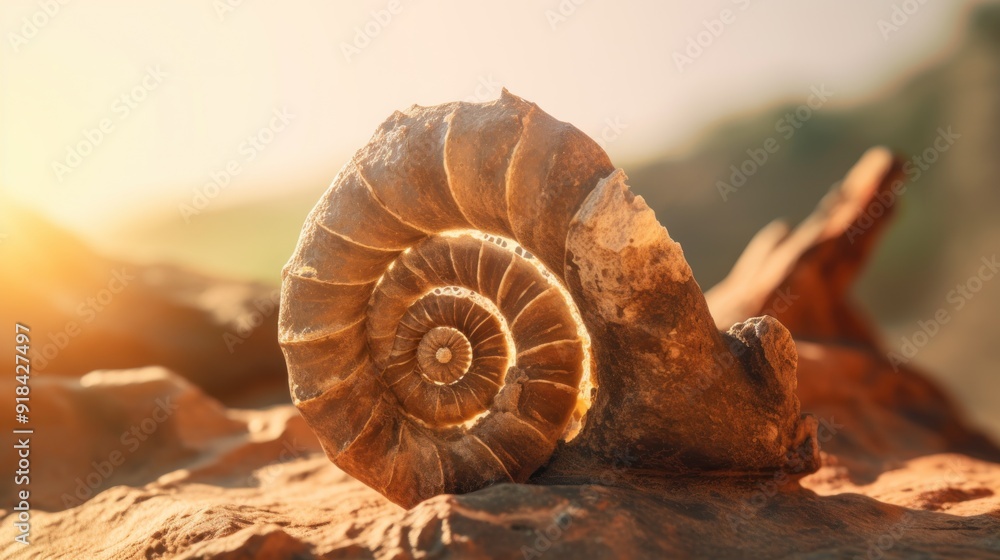 Ammonite Fossil at Sunset Ammonite Fossil at Sunset