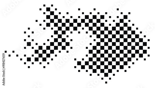 Abstract Map of the Kanton Basel-Landschaft (CH) showing the territory with a pattern of black squares like a chessboard