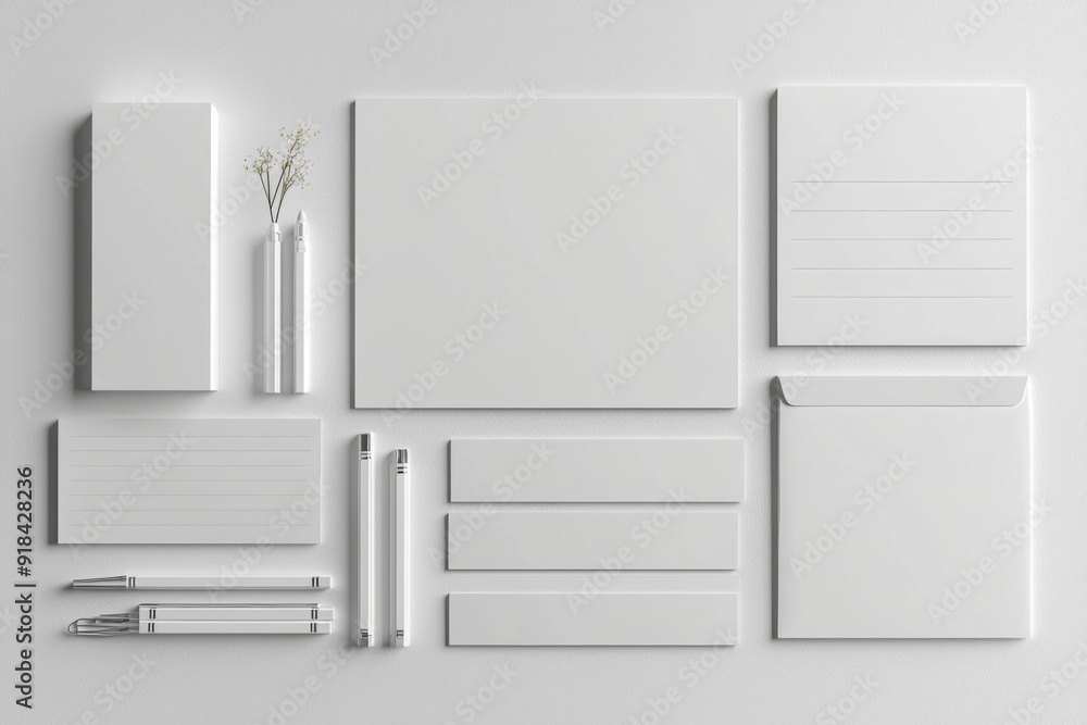 Realistic blank stationery set mockup isolated created with generative ai Realistic blank stationery set mockup isolated created with generative ai