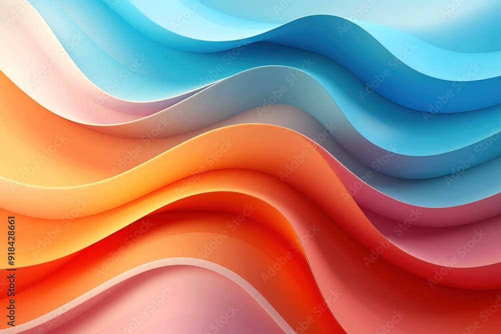 Abstract background of colorful wavy stripes in blue, orange, and pink shades. Abstract background of colorful wavy stripes in blue, orange, and pink shades.