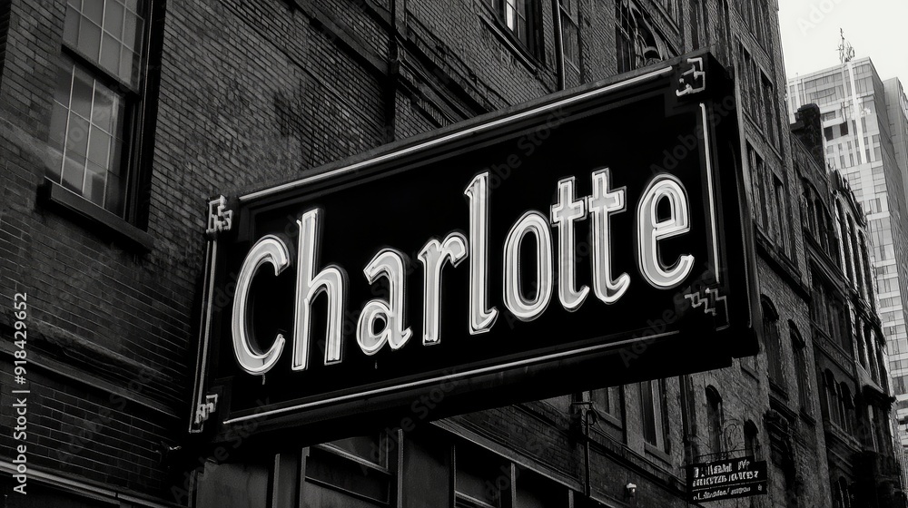 Fototapeta premium Name Charlotte in a graffiti style, monochrome 