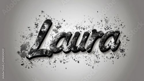 Name Laura sprayed in graffiti style, monochrome 