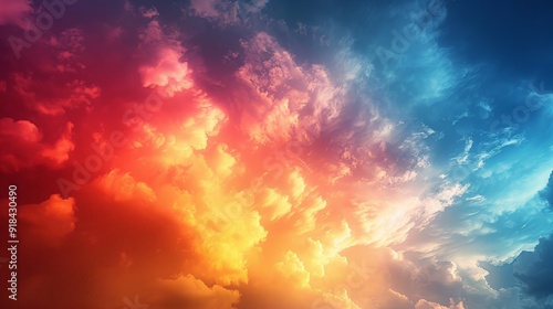 Rainbow Gradient Sky: A sky filled with a smooth gradient of rainbow colors, from deep blue to vibrant red, creating a cheerful and uplifting background.